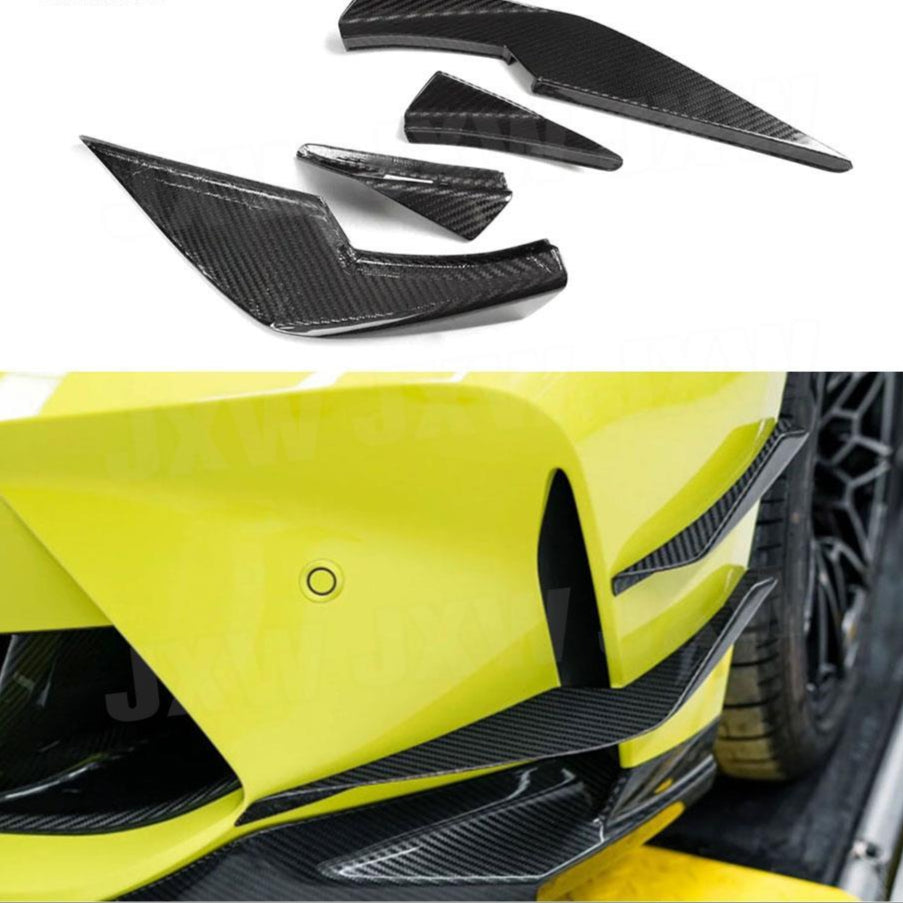 Dry Carbon Fiber Front Bumper Bodykit Side Fin Flaps For BMW G80 M3 G82 G83