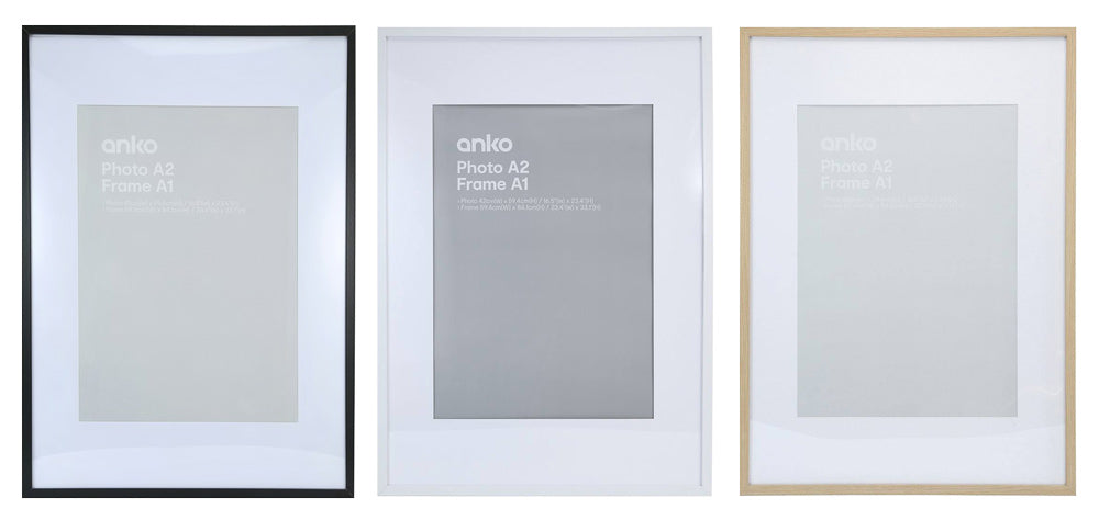 kmart frame review - kmart frames in black white and oak - Anko A1 frames