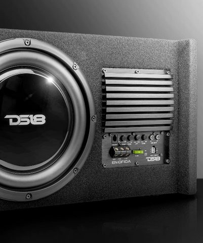 DS18 EN-DF10A 10" Subwoofer with Sealed Down Fire Enclosure and Built-in 250 Watt Rms Amplifier - Includes Bass Knob