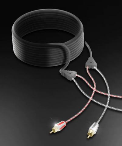 DS18 HQRCA-20FT Cable Rca trenzado doble de alta calidad de 2 canales de 20 pies con cubierta de nailon trenzado