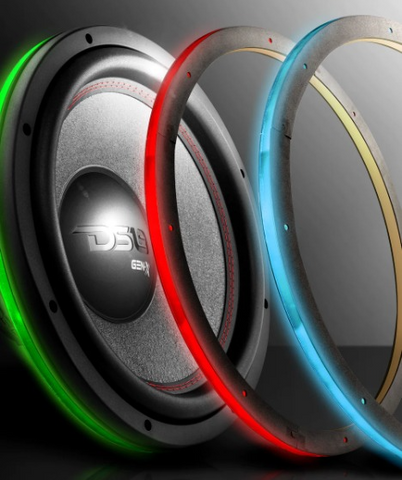 DS18 LRING15 15" Acrylic Speaker Ring with RGB LED Lights - Water Resistant 1/2" Thick Spacer for Speaker and Subwoofers