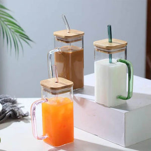 400ml square mug with lid and straw - Nanag store
