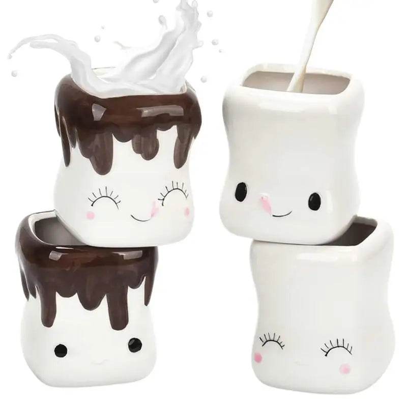4pcs creative ceramic cartoon face mug