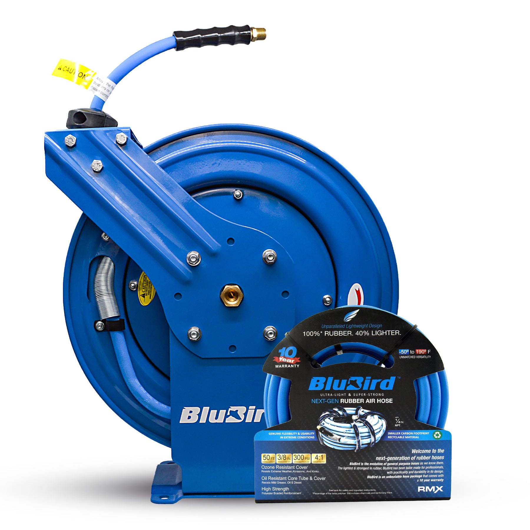 BluBird Air Hose Reel 1/2 Retractable Dual Arm Heavy Duty with Rubber –  TheBlueHose