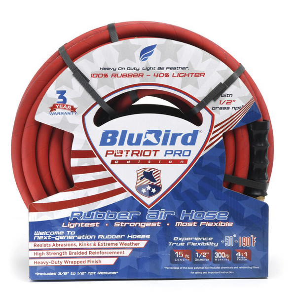 BluBird Rubber Air Hose 1/2 in. Heavy Duty 300 PSI Male NPT