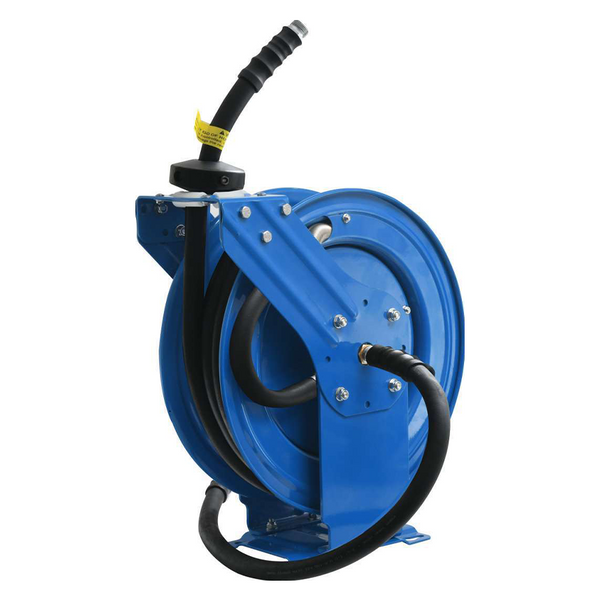 OilShield Fuel Hose Reel 3/4 Retractable Heavy Duty Steel Construction with Rubber Hose, 6' Lead-In Hose 35 Foot