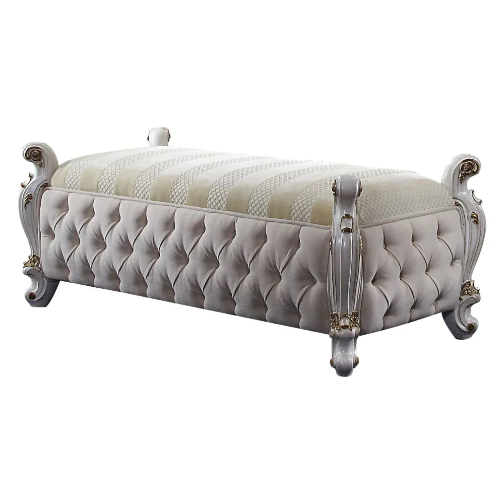 Picardy Fabric & Antique Pearl Bench Model 27886 By ACME Furniture