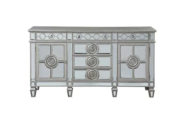 Varian Mirrored & Antique Platinum Server Model 66164 By ACME Furniture