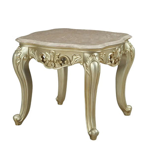 Gorsedd Marble & Antique White End Table Model 82442 By ACME Furniture - Caviani-Furniture 
