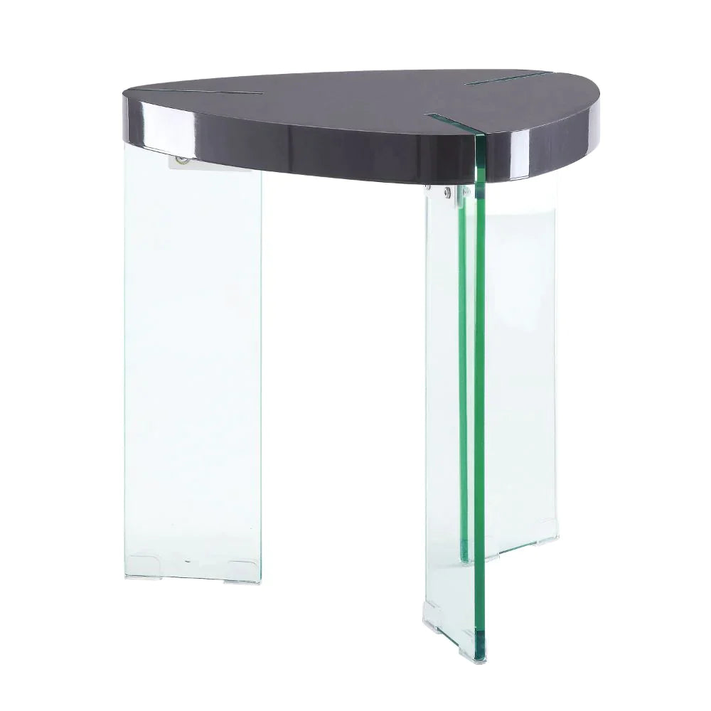 Noland Gray High Gloss & Clear Glass End Table Model 84917 By ACME Furniture