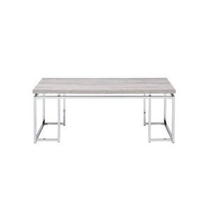 Chafik Natural Oak & Chrome Coffee Table Model 85370 By ACME Furniture - Caviani-Furniture 