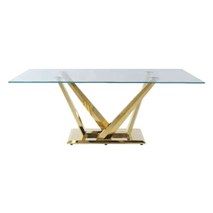Barnard Clear Glass & Mirrored Gold Finish Dining Table Model DN00219 By ACME Furniture - Caviani-Furniture 