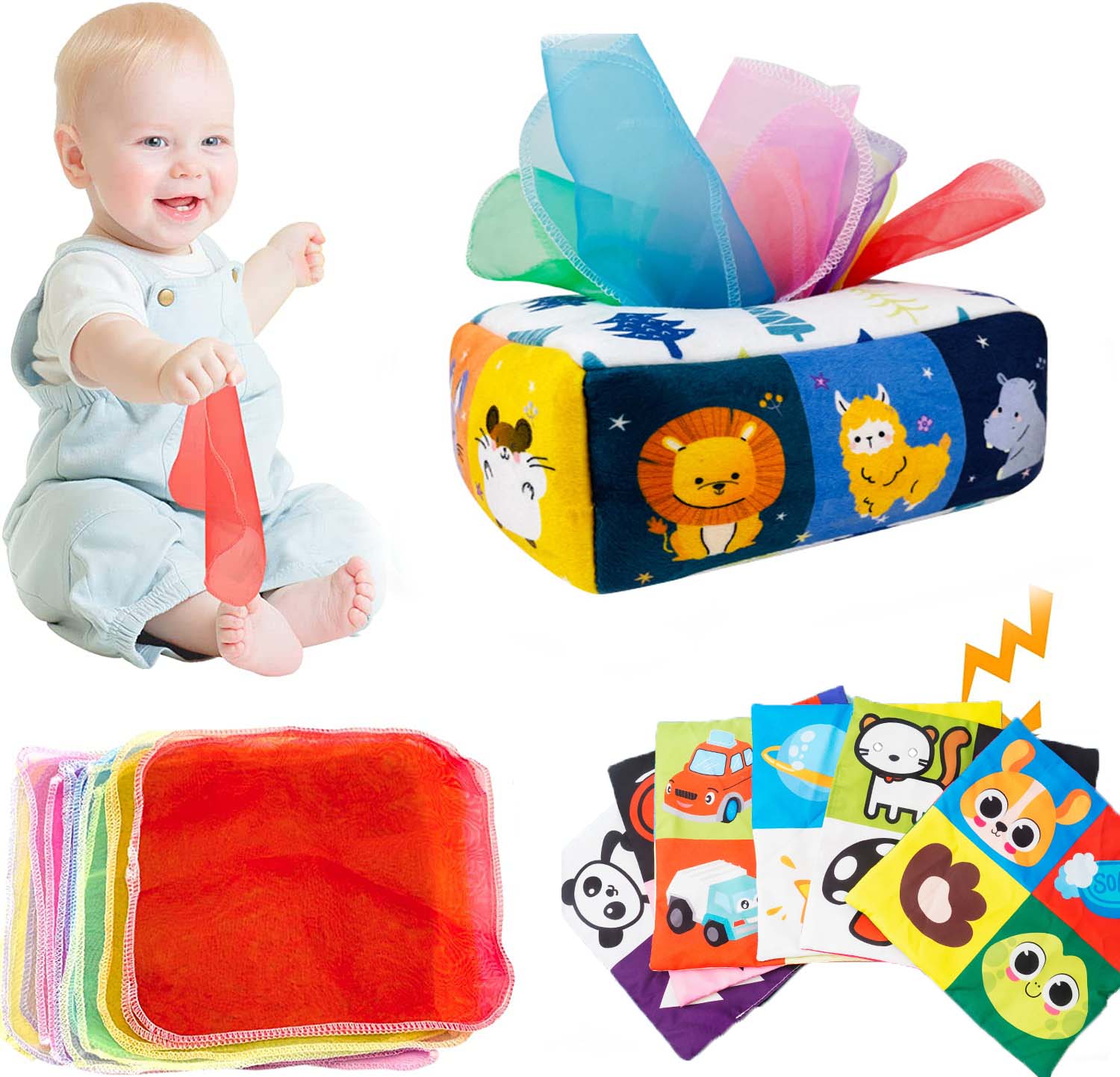 Montessori  Magic Tissue Box toy for kids ,Educational Learning Activity ,Finger Exercise , Board Baby Game