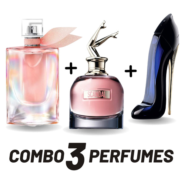 Combo de 3 Perfumes Femininos Good Girl, J'adore e Scandal