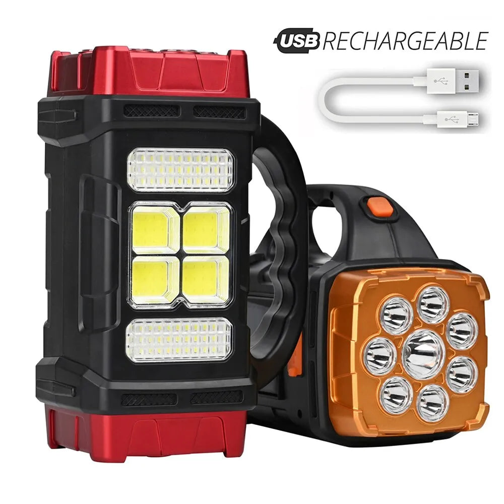 High Power Led Flashlights Camping Torch Work Light Solar Charge 4 Gear USB Rechargeable Light Waterproof