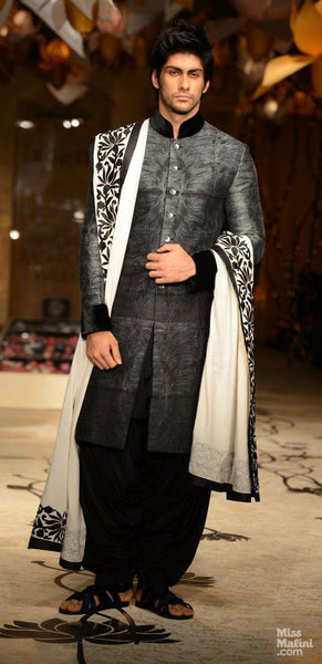 Black and white Sherwani