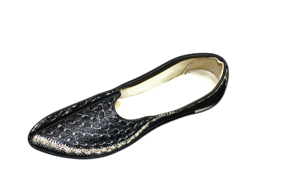 black leather mojari shoes