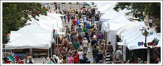 Street festival with people outside