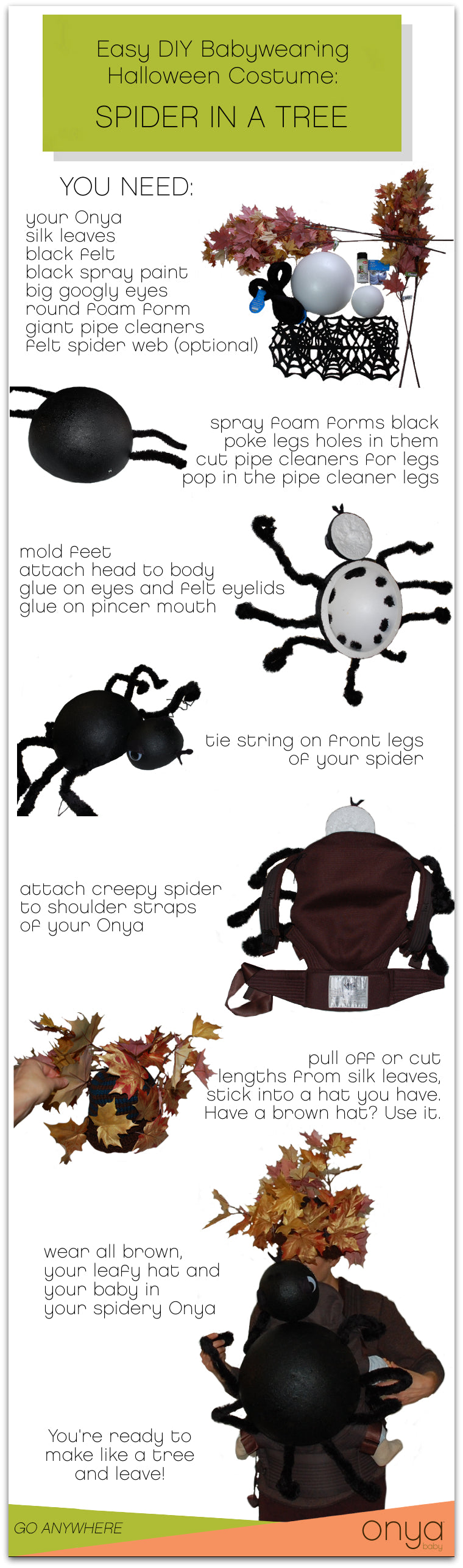 Easy DIY babywearing spider in a tree costume