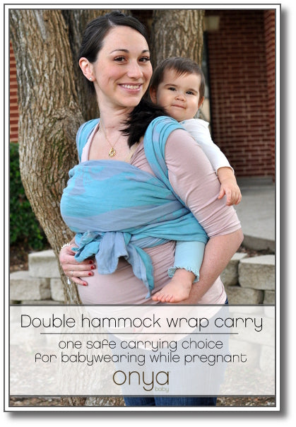 A double hammock back carry is a safe choice for babywearing while pregnant