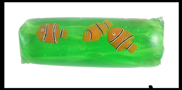 Clownfish Sealife Animal Water Filled Tube Snake Stress Toy - Squishy ...