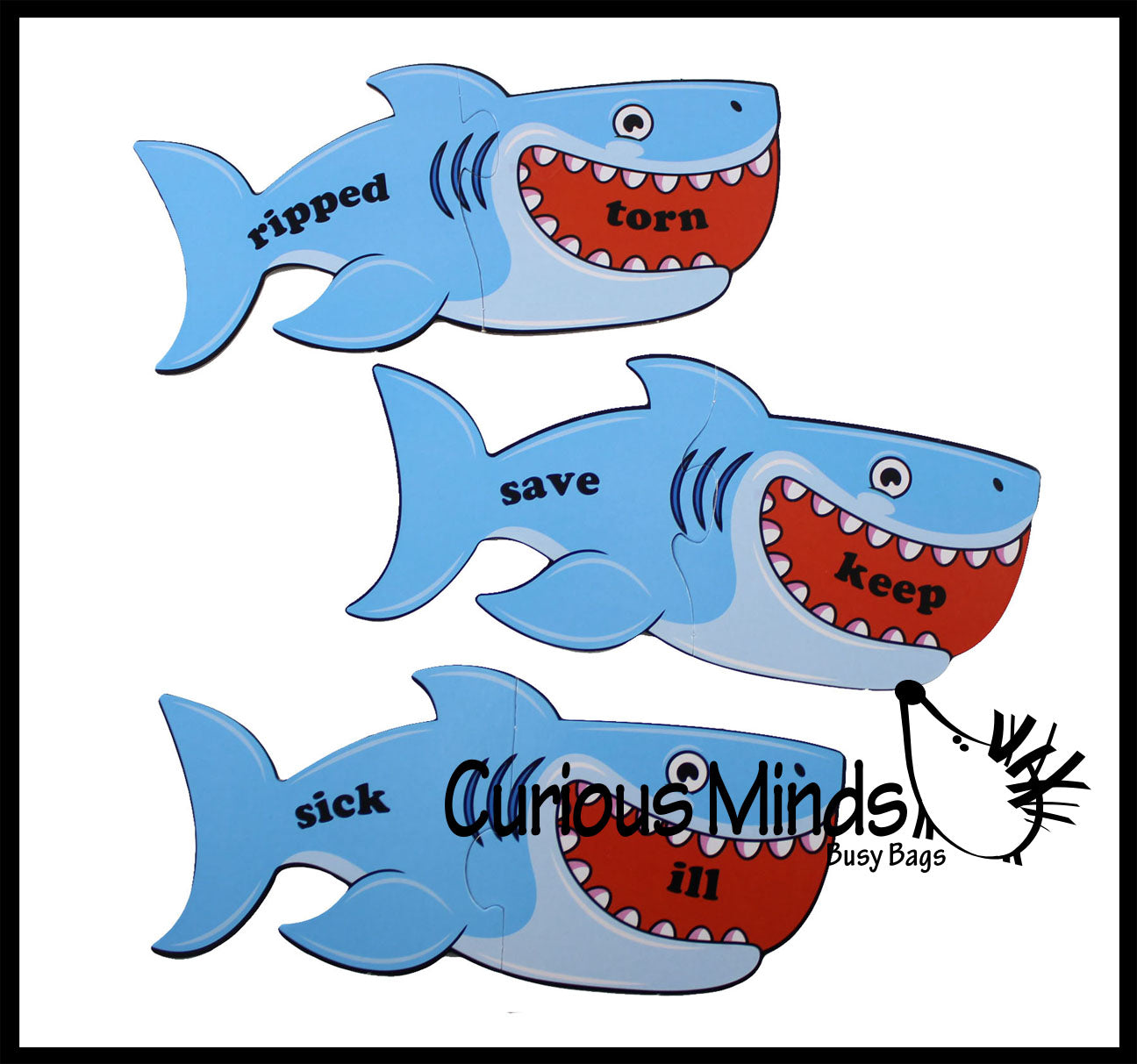 Shark Synonyms Word Matching - Cute Themed Language Arts Teache | Minds Busy Bags