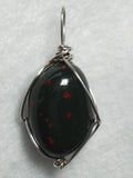 Bloodstone Jewelry -.925 Sterling Silver Wrapped Bloodstone Bead 