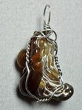 Chalcedony Jewelry -.925 Sterling Silver Wrapped Brown Chalcedon Rose