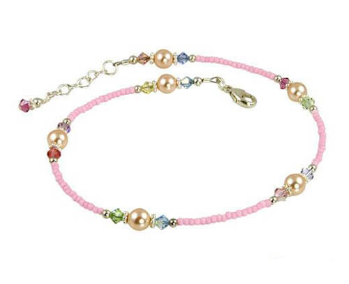 Pink Peach Pearl Beaded Anklet