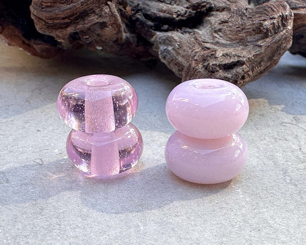 pink double helix glass beads