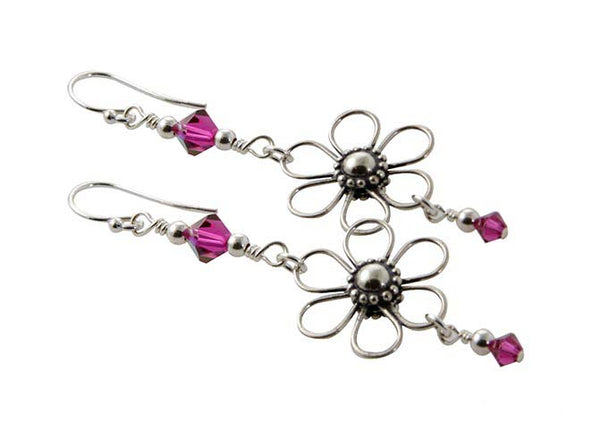 fuchsia floral earrings