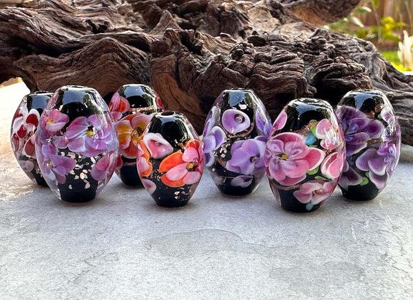 lampwork floral beads