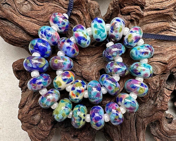 hydrangea frit lampwork beads