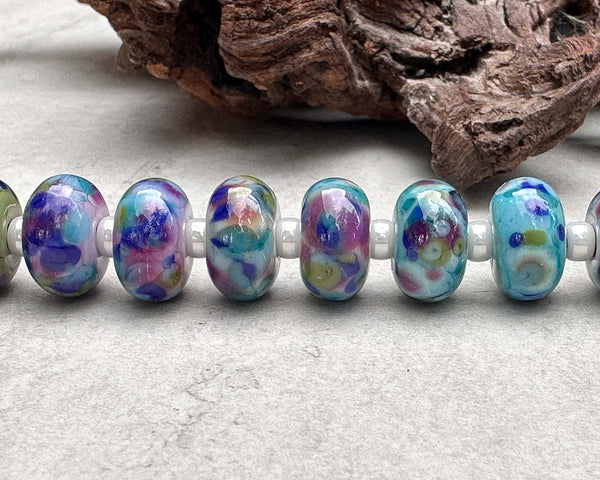 hydrangea frit lampwork beads