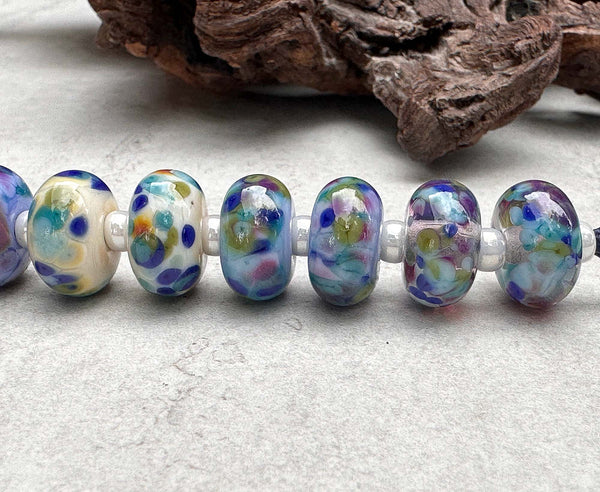 hydrangea frit lampwork beads