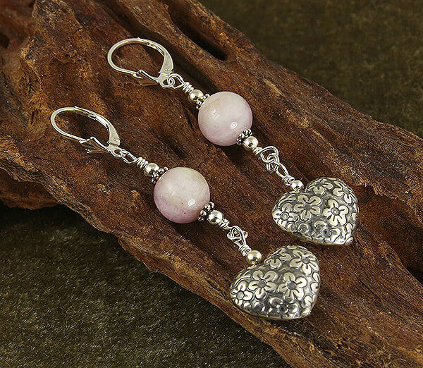 kunzite sterling silver earrings