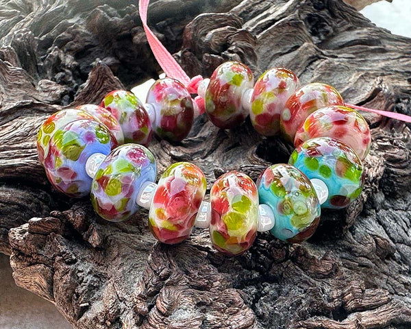 pink lampwork beads