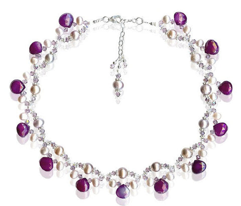 handmade pearl chalcedony gemstone necklace - swcreations