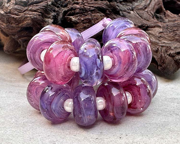 pink & purple lampwork beads