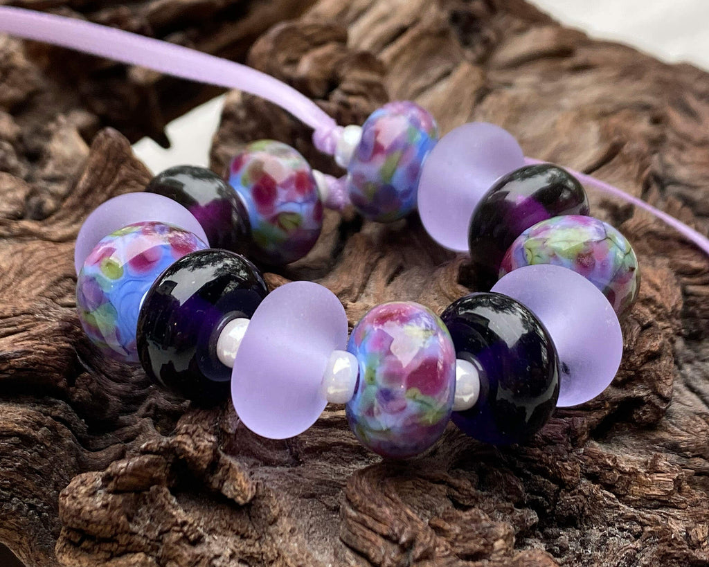 purple cloud lampwork beads