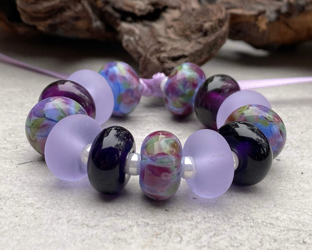 handmade purple bead set