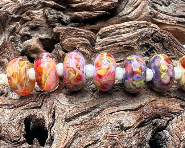 winsome rose frit lampwork beads
