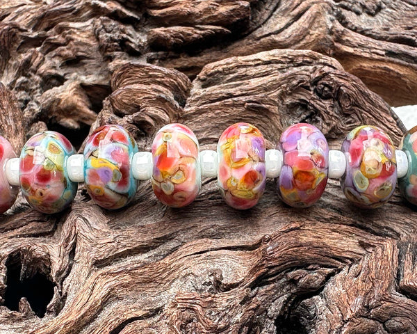 winsome rose frit lampwork beads