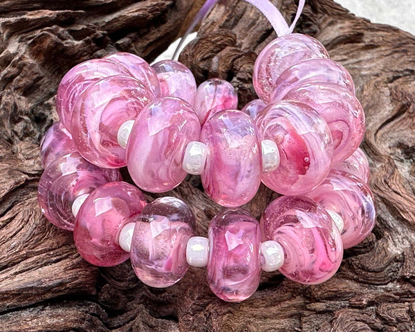 pink lampwork beads