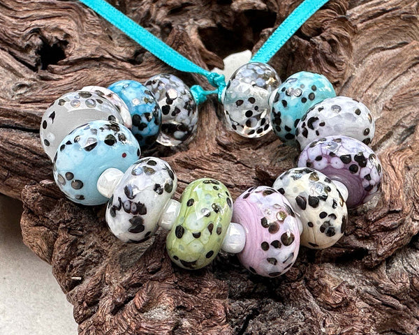 monochrome magic lampwork beads