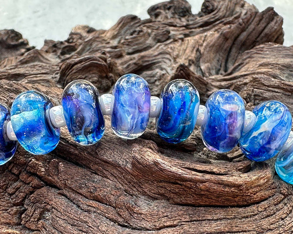 blue frit lampwork beads