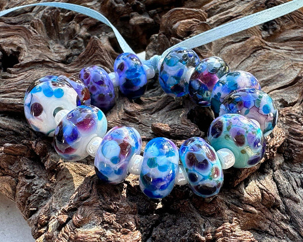 blue morpho frit lampwork beads