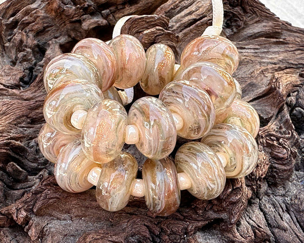 beige lampwork beads