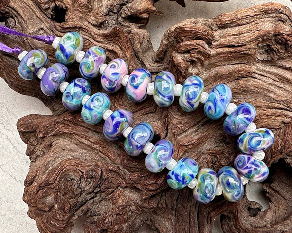 hydrangea frit lampwork beads