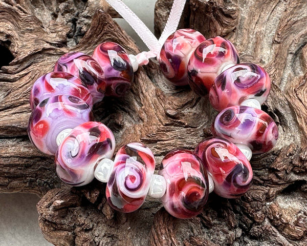 pink lampwork beads